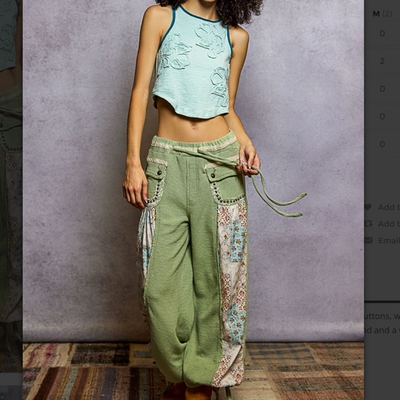 POL Green and Floral Straight Leg Pants - Picture 6 of 6